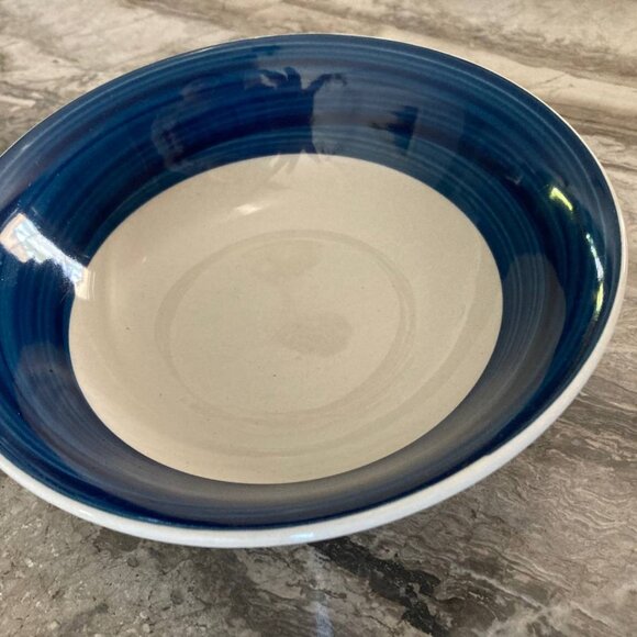Todays Home Navy Blue Rimmed Dinner Bowls 7” used - Picture 2 of 6
